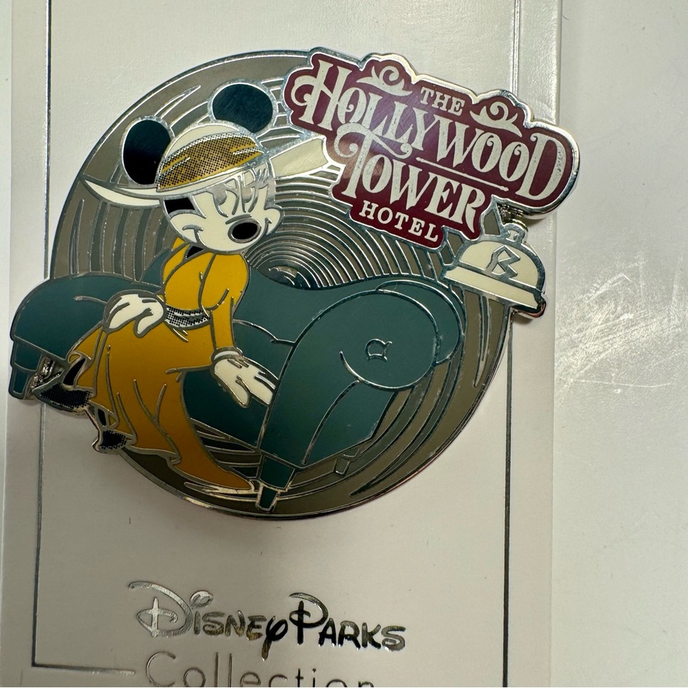 NWT. Disney Parks The Hollywood Tower Hotel Minnie Mouse Pin New With Card back.